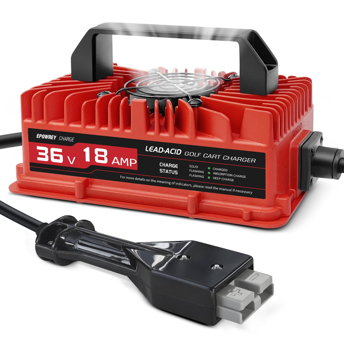 EPOWREY 36V 18A golf cart charger outdoors, reliable power for EZGO Marathon