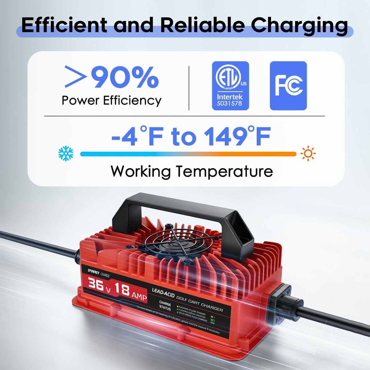 EPOWREY lightweight unit with 16 ft cable for easy carry and parking