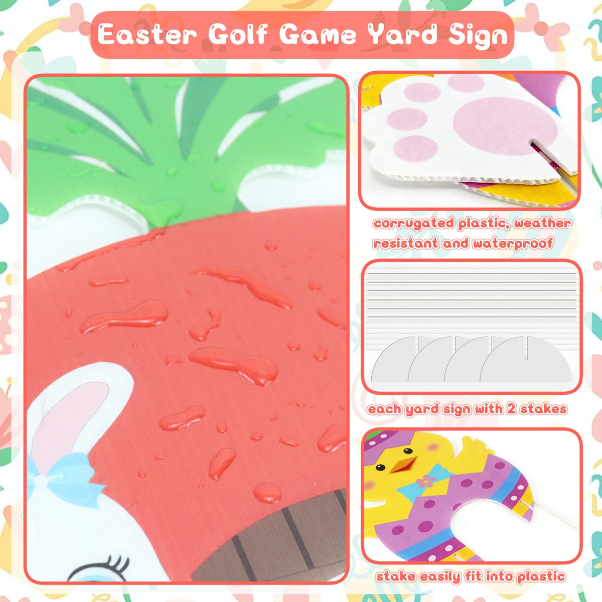Ertyjikg weather-resistant cardboard signs withstand outdoor Easter celebrations.