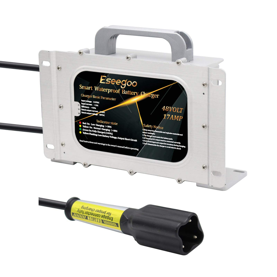 Eseegoo 17amp Yamaha G29 Drive charger front view for reliable 48V golf cart charging