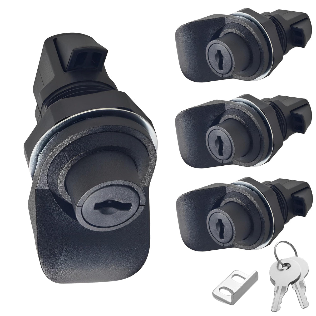 evan push button latch close-up shows durable PA6 lock body and smooth operation