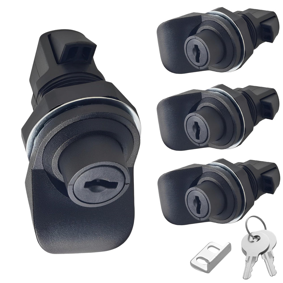 evan push button latch close-up shows durable PA6 lock body and smooth operation