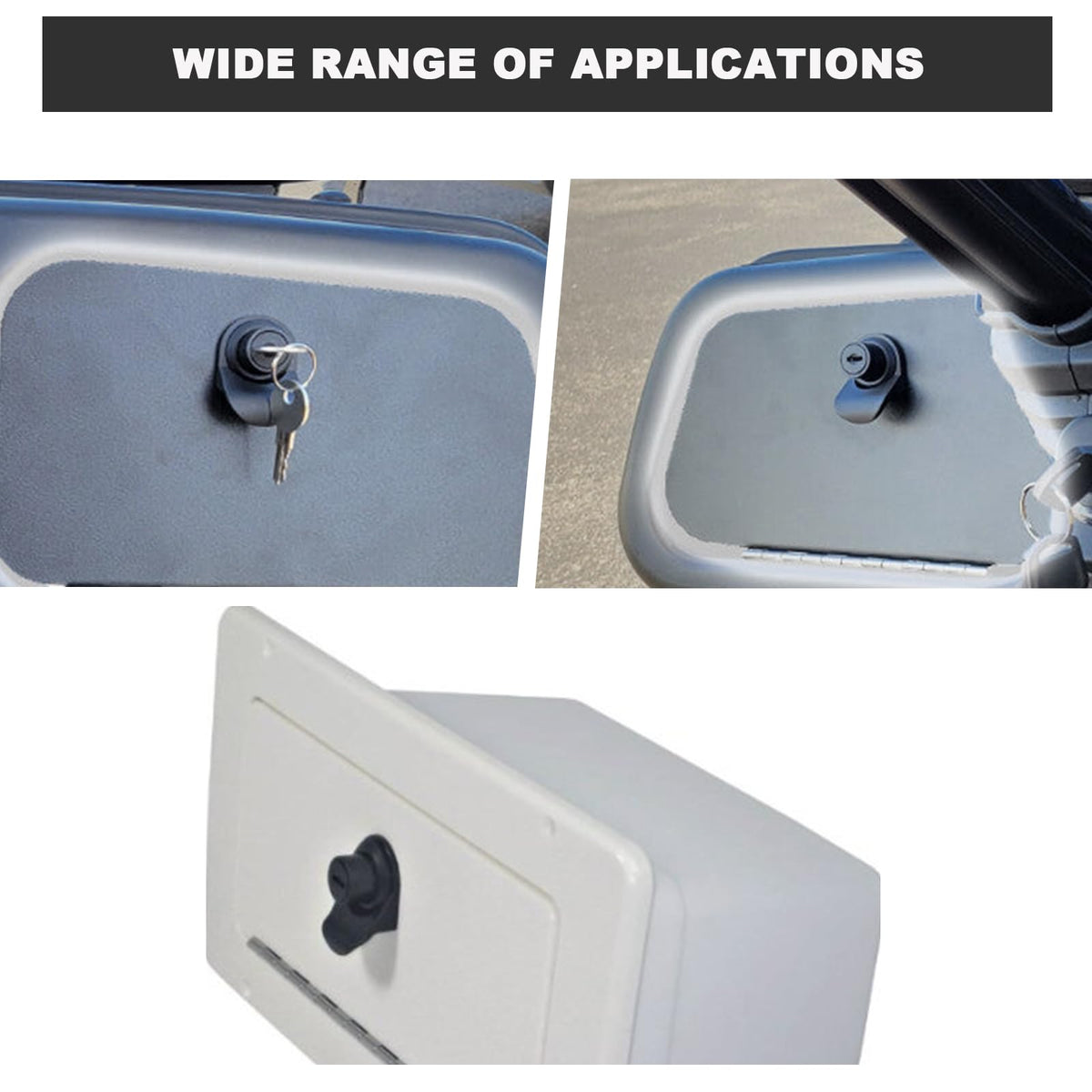 evan push button latch in truck toolbox demonstrating tight space fit