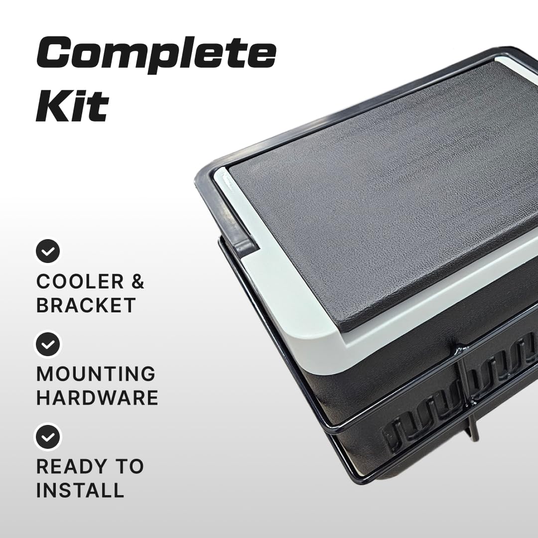 Evolution cooler stores beverages and golf accessories during a round