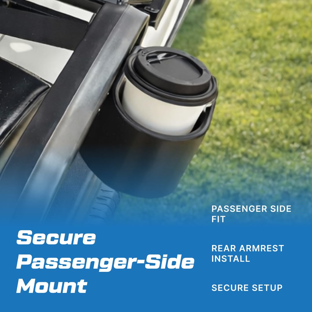 Cup holder with water bottle resting securely on Evolution cart.