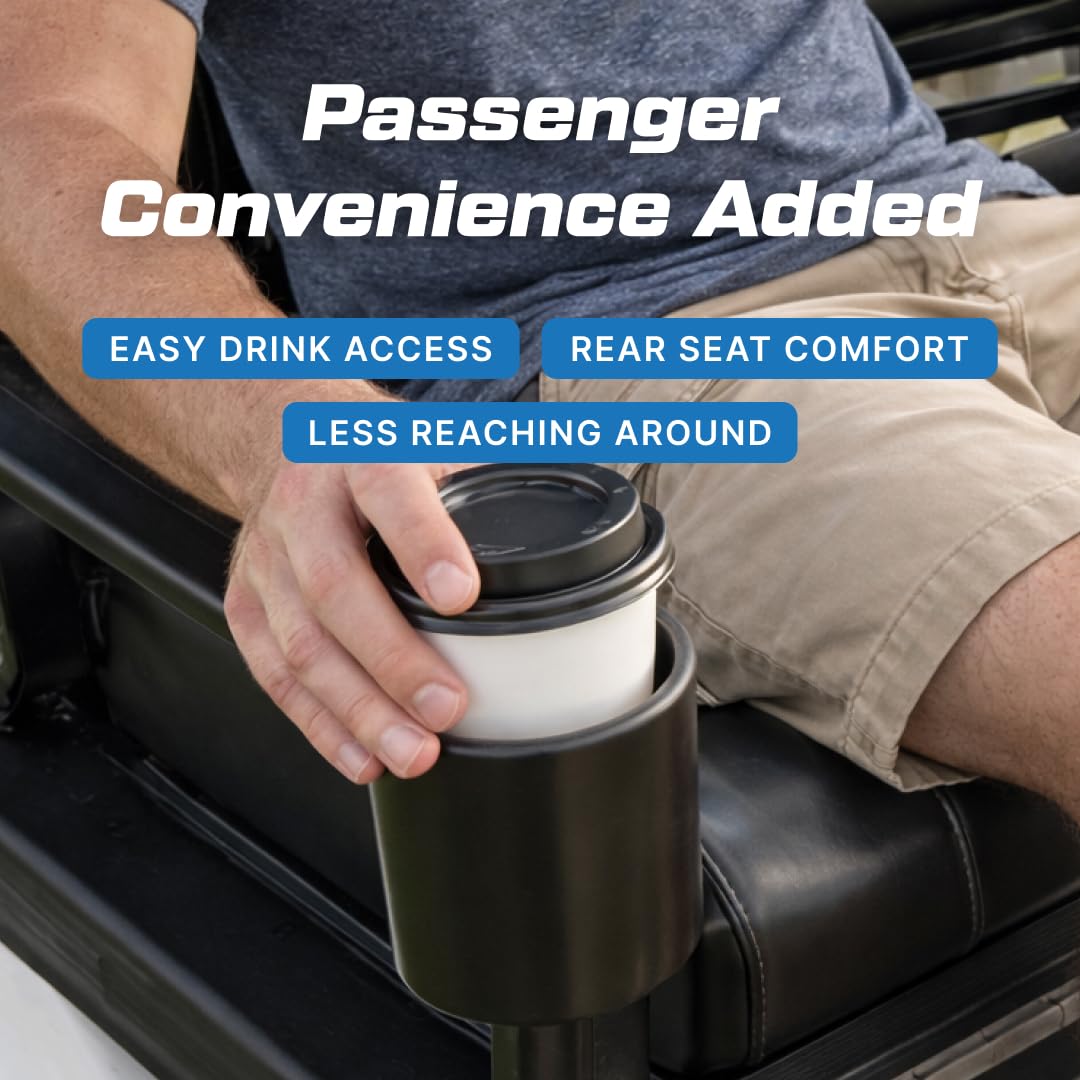 Rear-seat convenience keeps beverages organized on the ride.