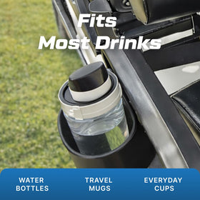 Accommodates water bottles and travel mugs securely.