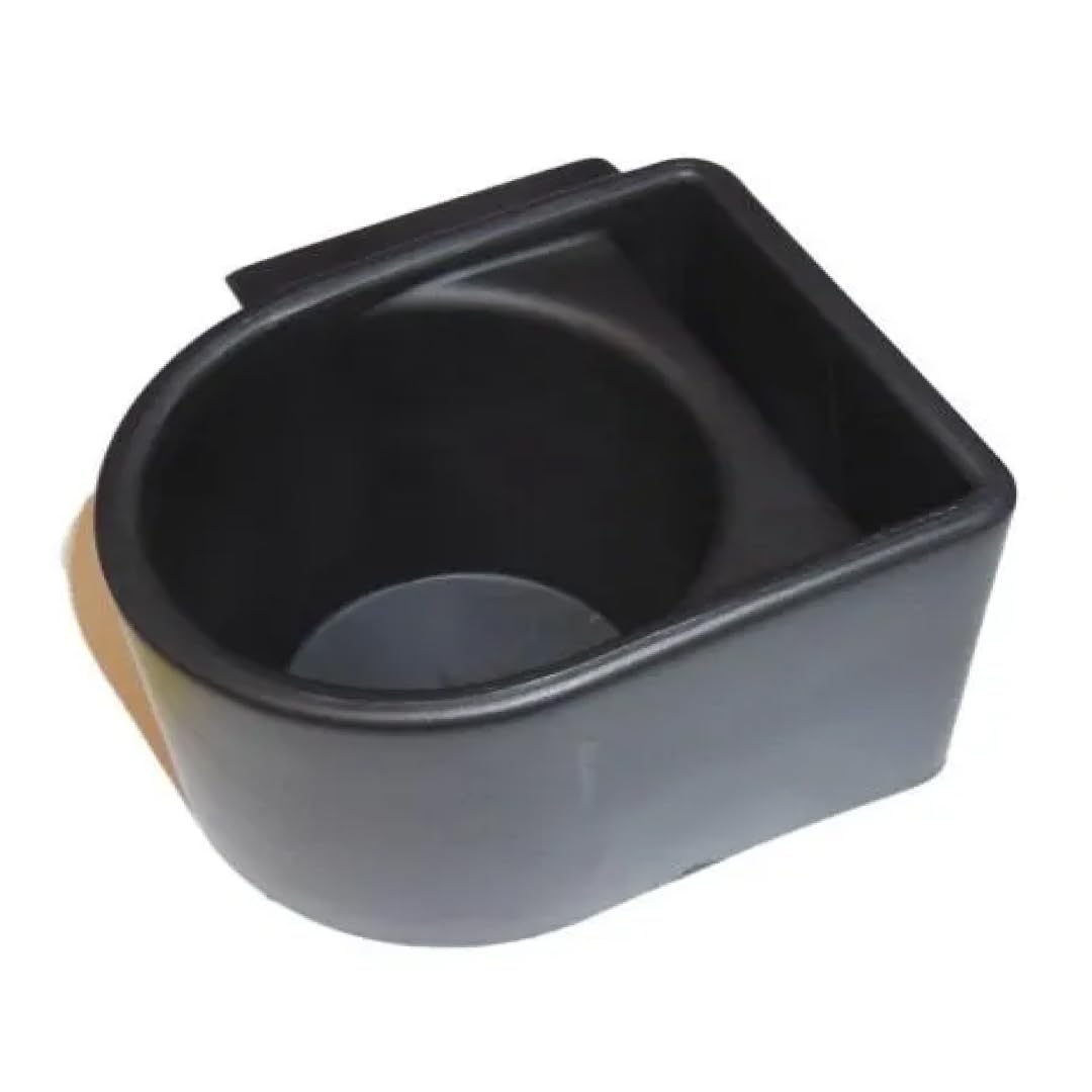 Evolution golf cart cup holder mounted on rear armrest keeps drinks secure.
