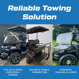 Evolution Golf Cart Hitch D2 carrier-attachment expands hauling options.