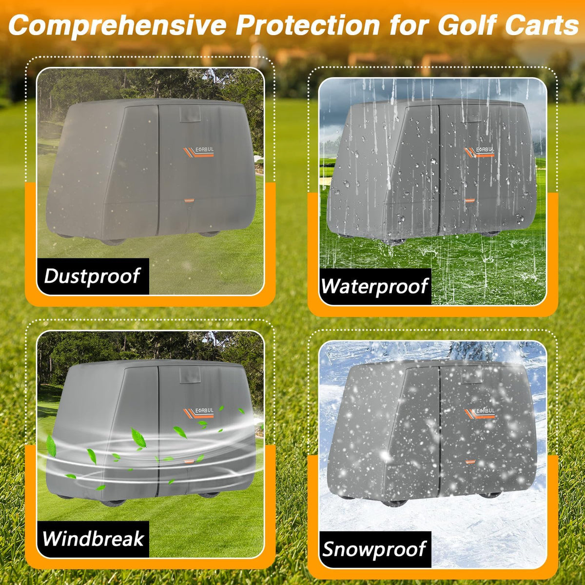EVRBUL cover is compatible with EZGO, Club Car, Yamaha, Honda.