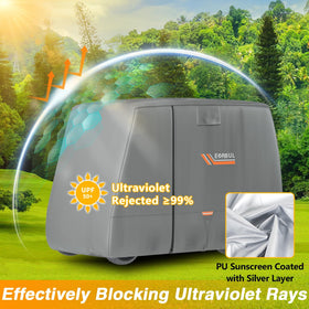 EVRBUL cover is secured with windproof belt and elastic bottom.