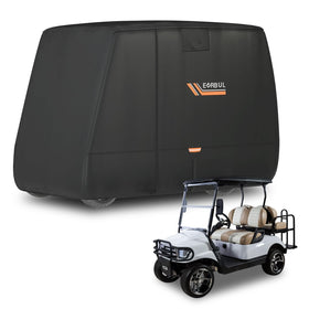EVRBUL golf cart cover in heavy-duty 420D fabric protecting from rain and dust.