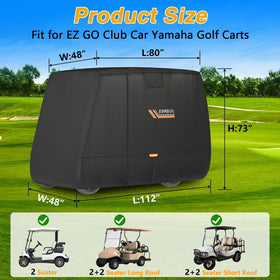 EVRBUL golf cart cover with three zipper doors for quick access without removal.