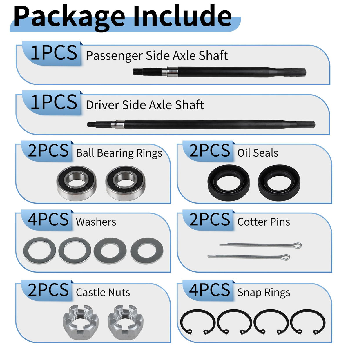 EvTok castle nuts and cotter pins kit helps safe wheel alignment and maintenance.