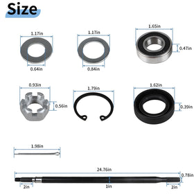 EvTok driver side rear axle shaft assembly with hardware for EZGO RXV.