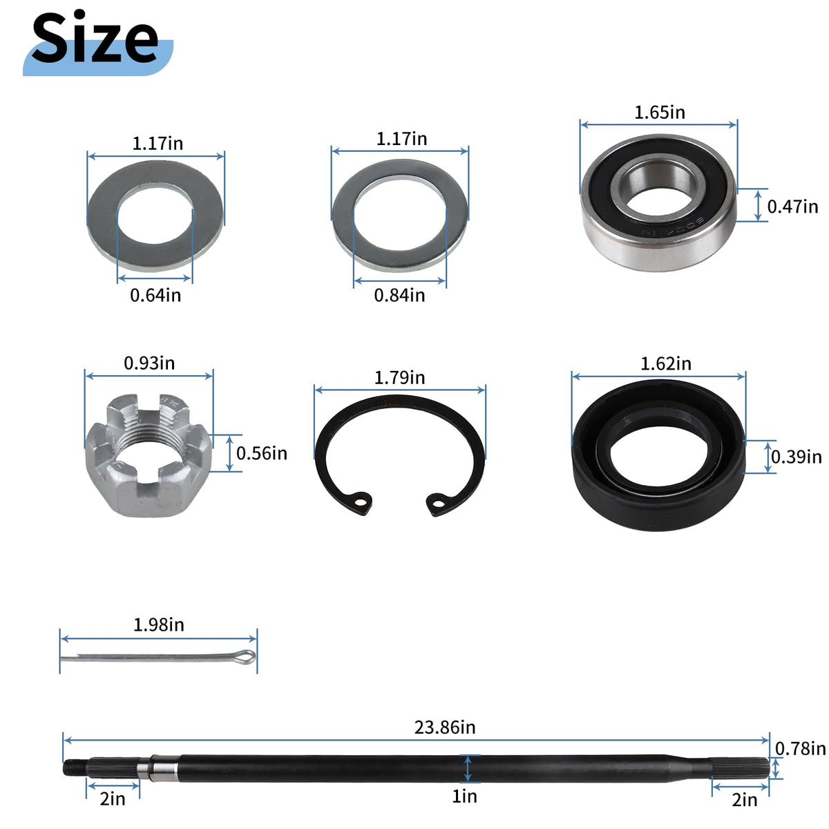 EvTok high-strength steel axle shaft—long-lasting performance for EZGO electric carts.