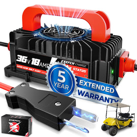 EXEFCH 36V charger with crowfoot plug for quick golf cart charging