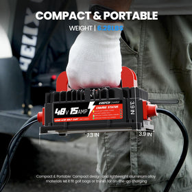 EXEFCH 48V charger IP67 body suited for outdoor use.