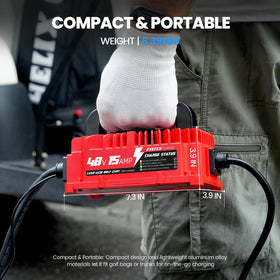 EXEFCH IP67 weatherproof charger withstands rain and dust on the course