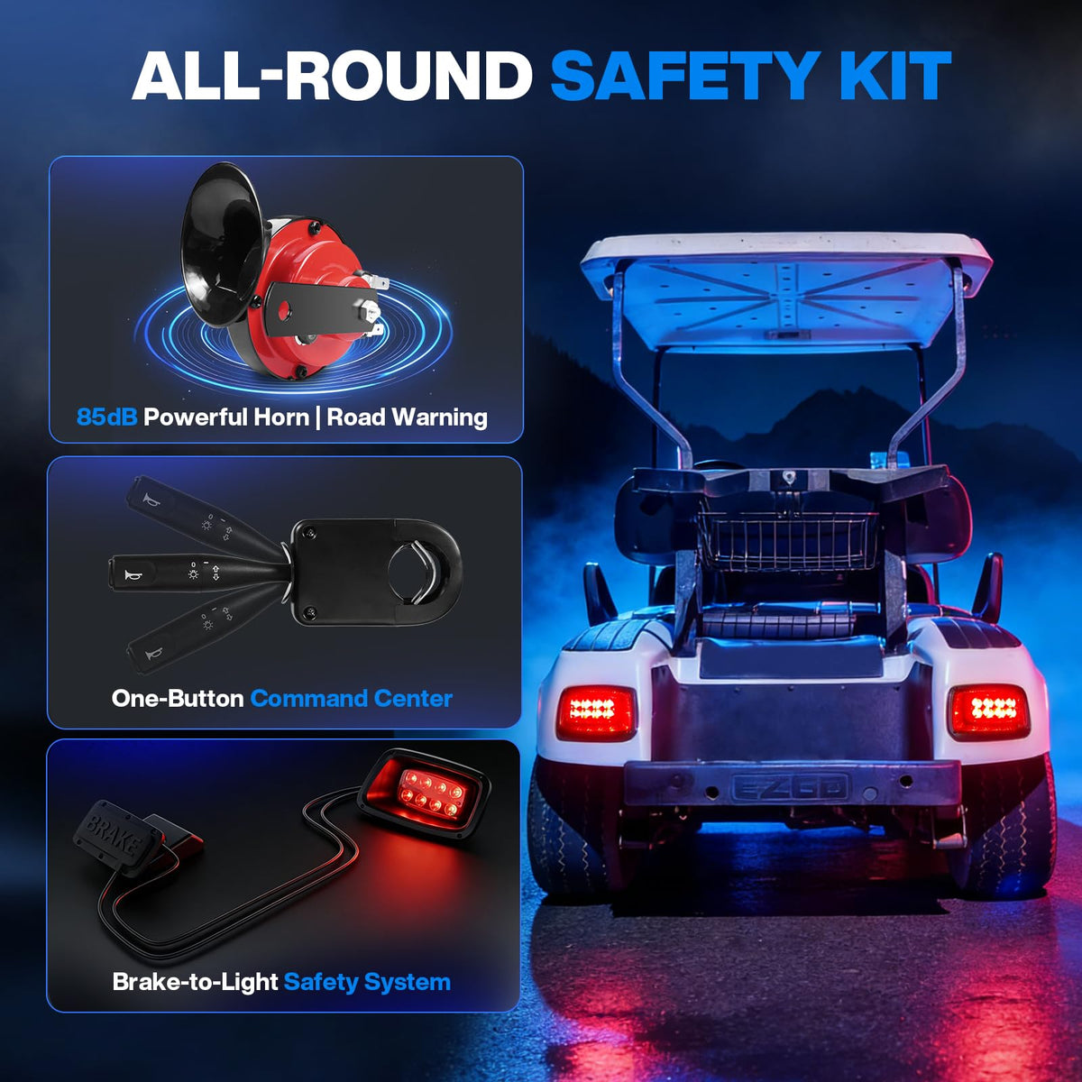 EXEFCH EZGO TXT taillight right improves visibility behind.