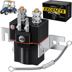 EXOEMTS 48V Club Car solenoid close-up showing rugged copper coil