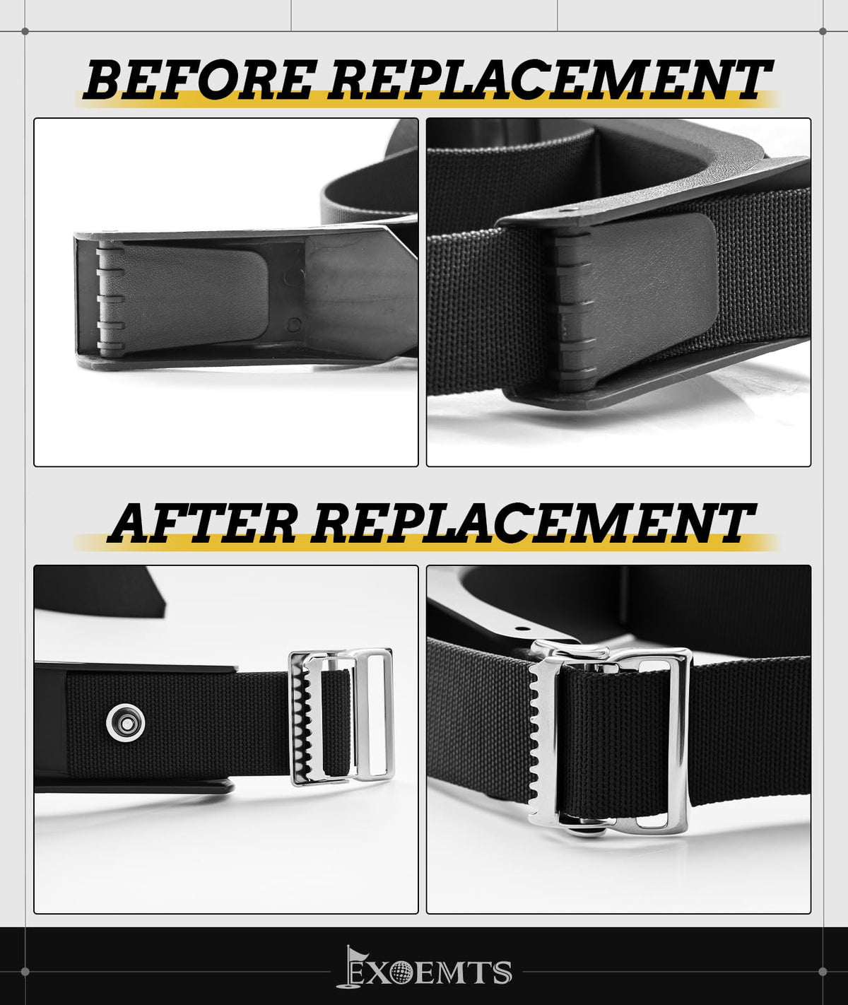 EXOEMTS adjustable-length strap fits standard and oversized golf bags.