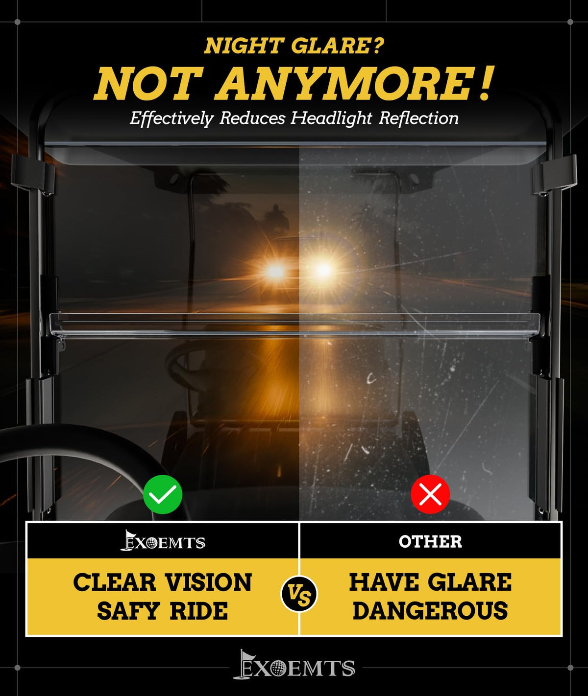 EXOEMTS anti-UV coating reduces sun glare during daytime golf rounds.