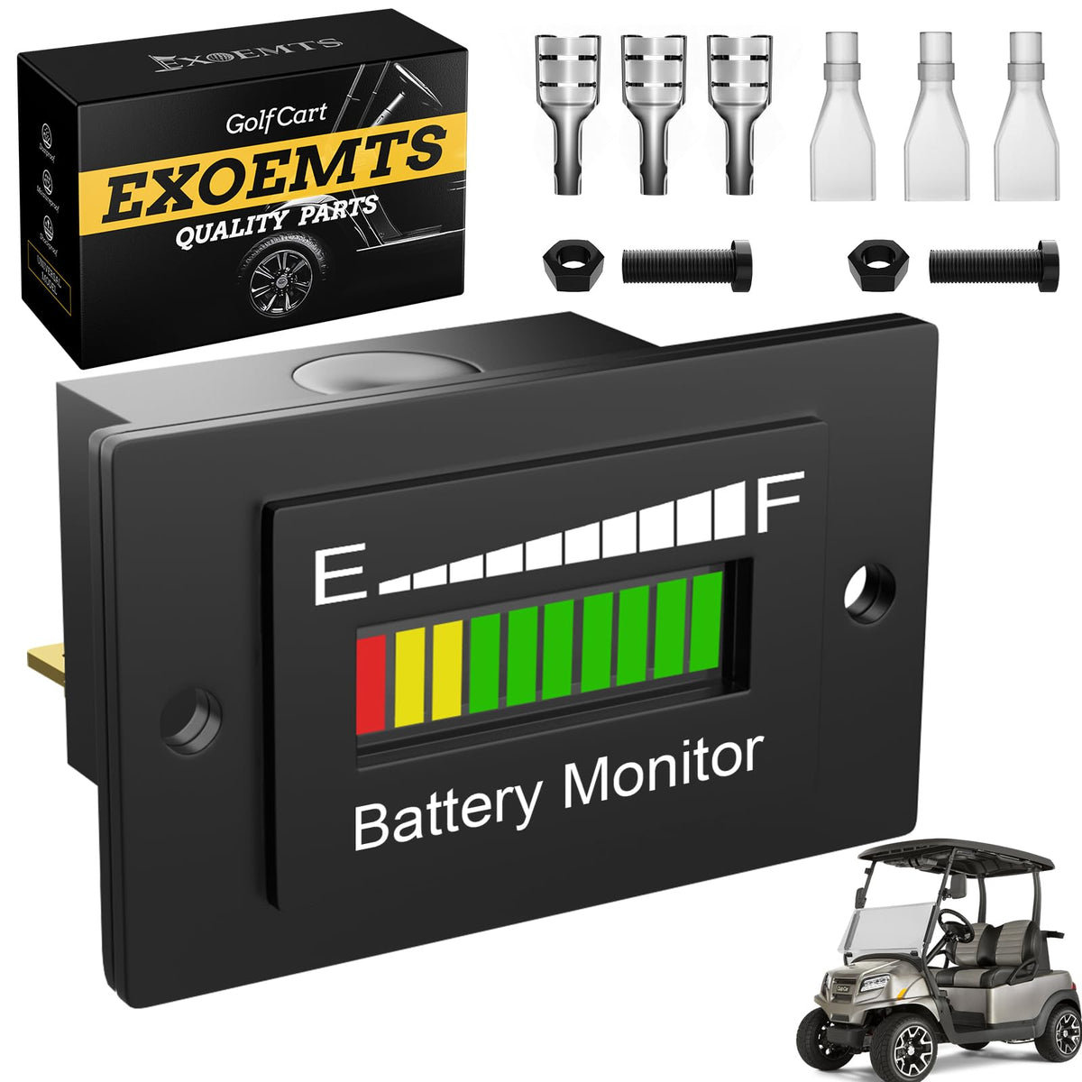 EXOEMTS BM210 in use on a golf cart for easy power checks.
