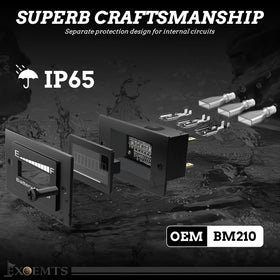 EXOEMTS BM210 installation kit including screws and mounting panel.
