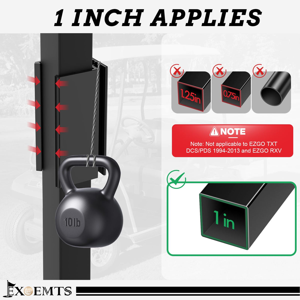 EXOEMTS easy no-drill installation guidance for clubs and yamaha models.