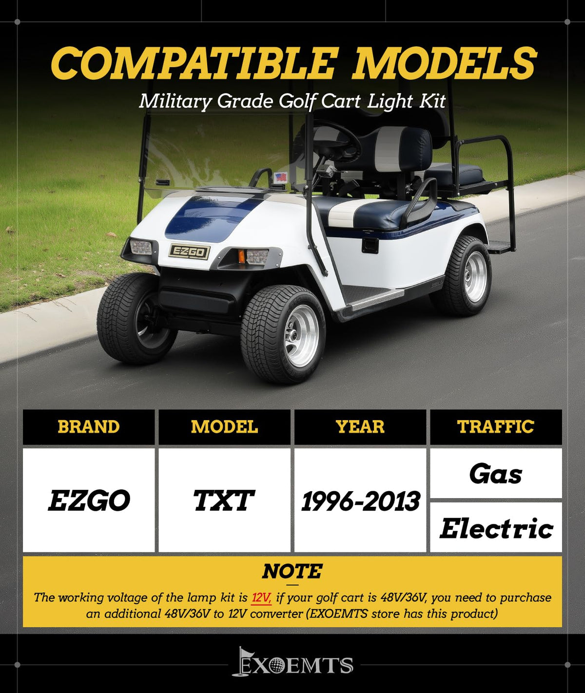 EXOEMTS EZGO TXT cut template aids precise fitting.