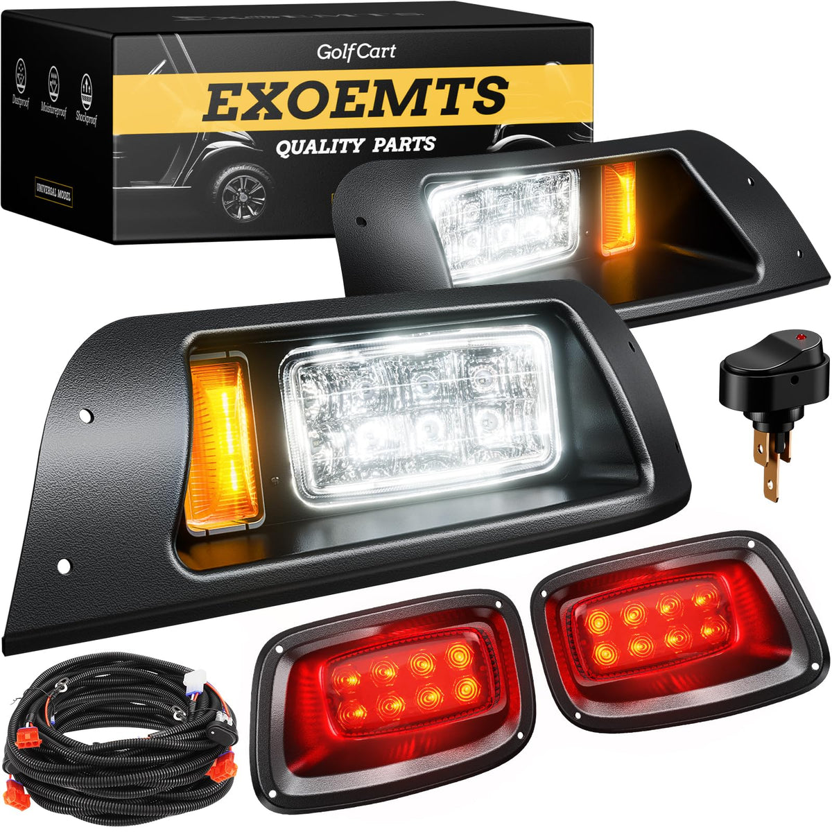 EXOEMTS EZGO TXT left front headlight enhances nighttime visibility.