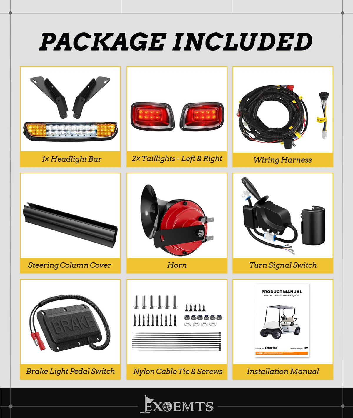 EXOEMTS EZGO TXT mounting hardware ensures secure installation