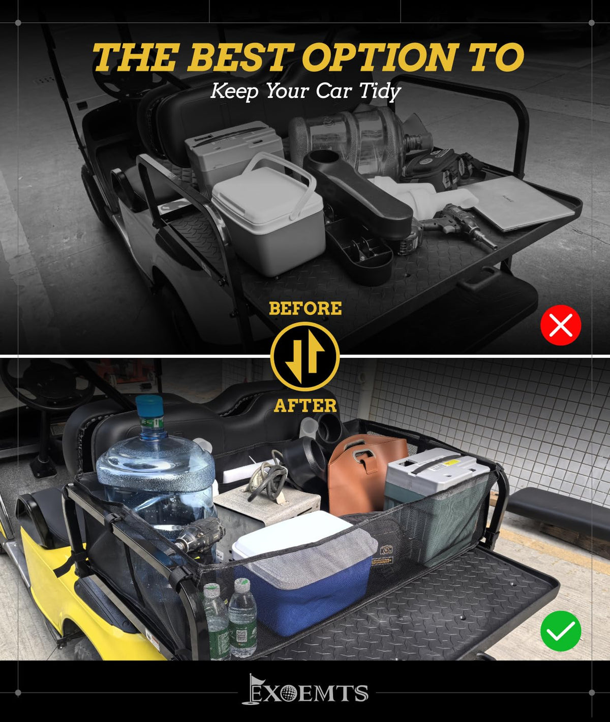 EXOEMTS foldable backseat organizer shown in use during ride