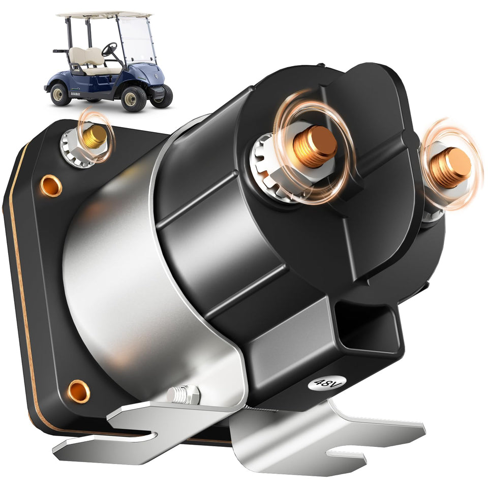 EXOEMTS heavy-duty 48V solenoid for Yamaha G22/G29 four-terminal design for smooth power flow.