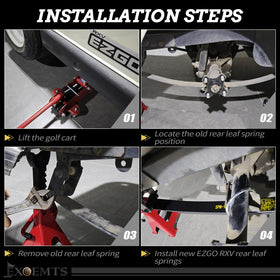 EXOEMTS install-ready kit shown on EZGO RXV during assembly