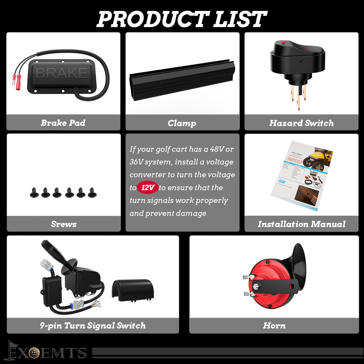 EXOEMTS packaged kit with essential accessories for setup