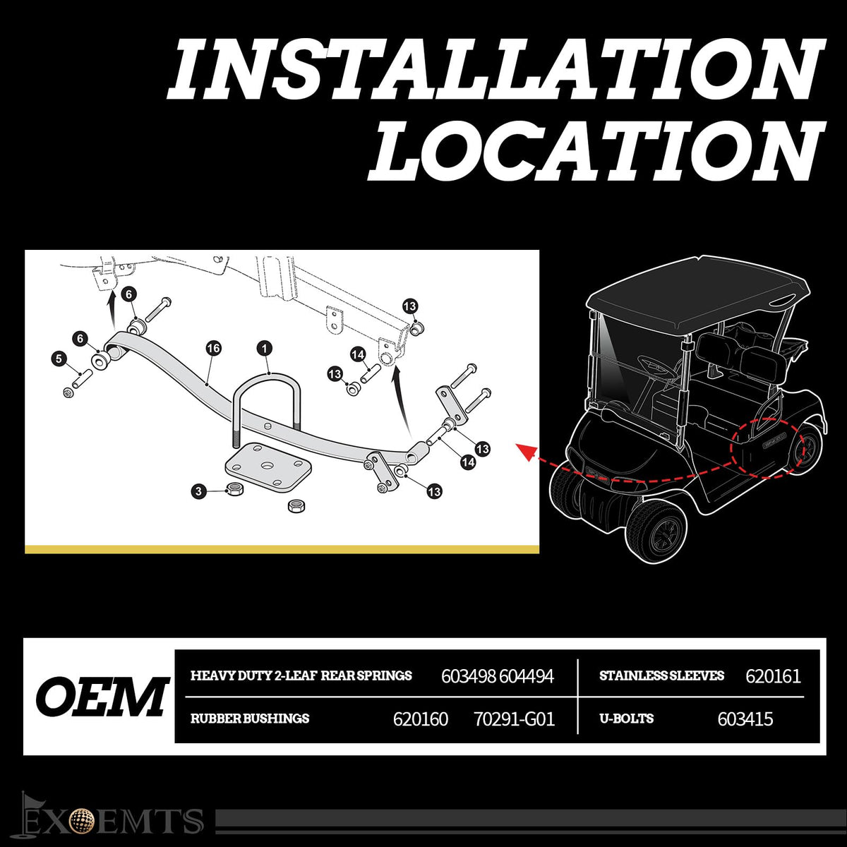 EXOEMTS rubber bushings and sleeves ensure quiet, smoother rides