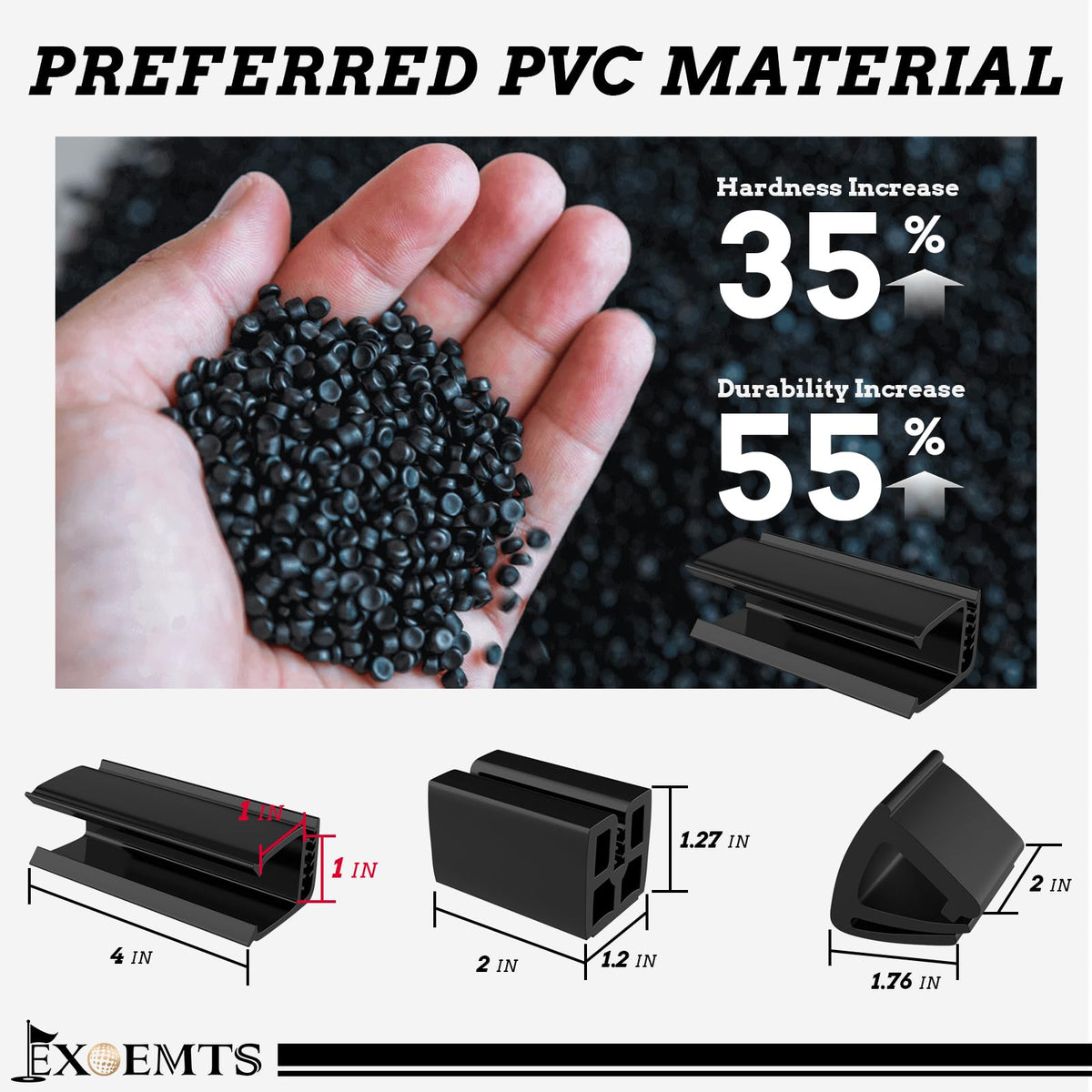 EXOEMTS weatherproof PVC construction resists sun and rain.