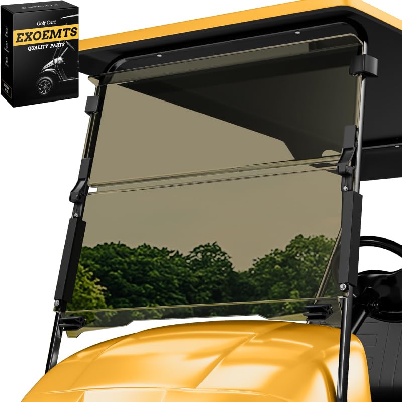 EXOEMTS windshield front view shows clear visibility for EZGO TXT.