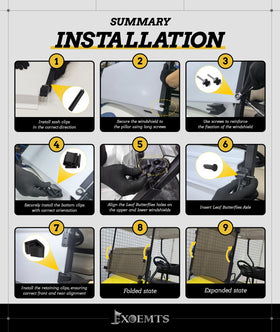 EXOEMTS windshield blocks wind and dust for comfortable rides.