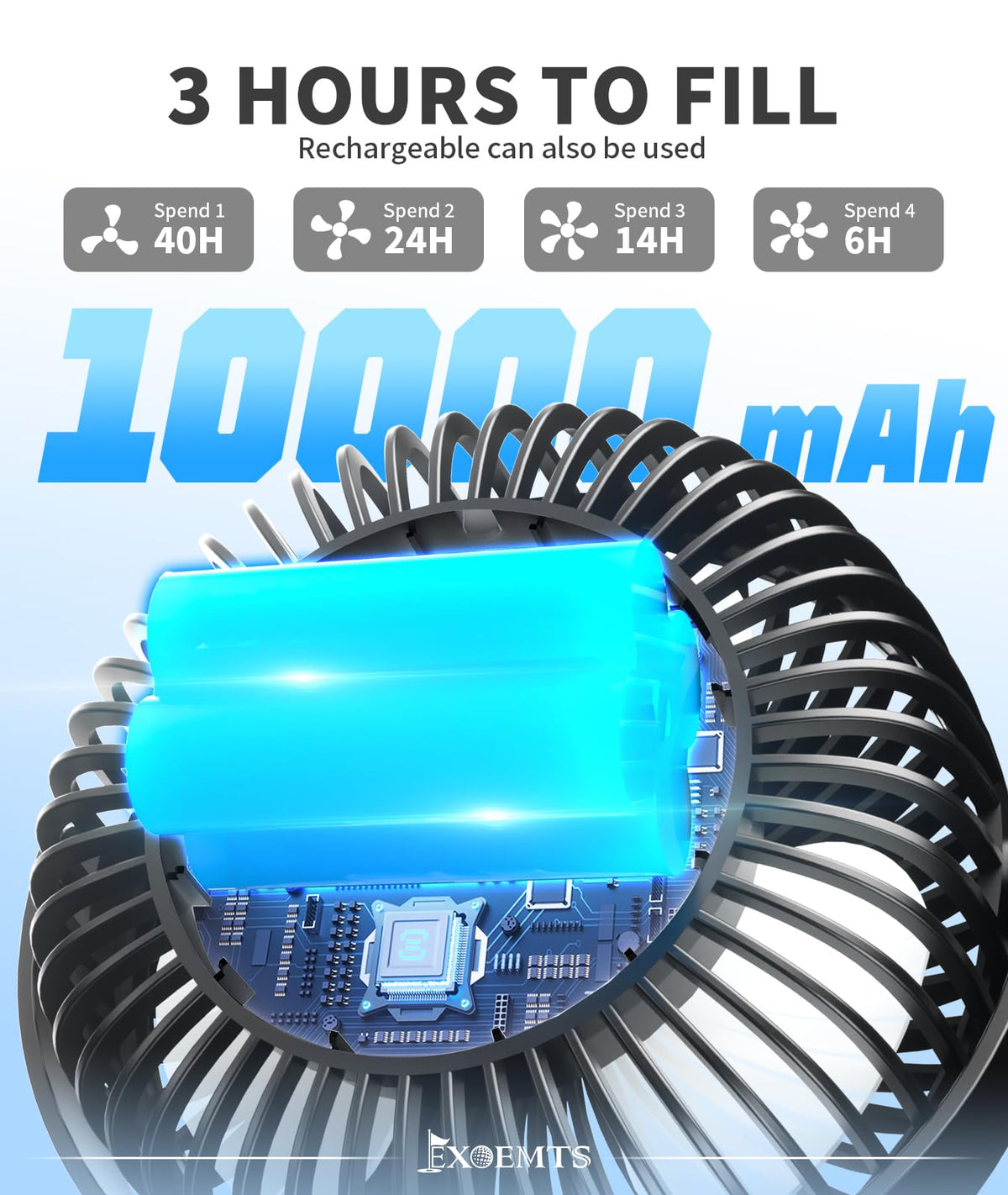 EXOEMTS 360-degree adjustable head directs airflow precisely where needed.