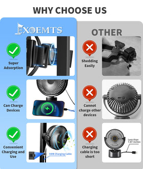 EXOEMTS high-torque brushless motor delivers strong airflow with quiet operation.