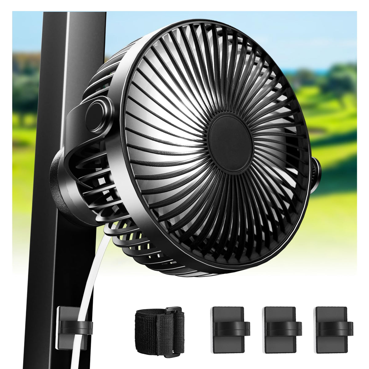 EXOEMTS magnetic base mount secures the fan to metal surfaces for stable cooling.