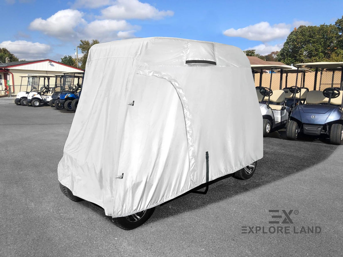 Explore Land 600D golf cart cover silver color adds style while protecting your cart