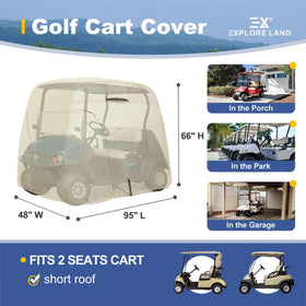 Explore Land 600D golf cart cover driver-side entry for quick access.