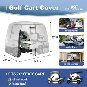 Explore Land 600D golf cart cover breathable vents reduce moisture during storage