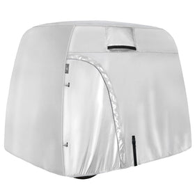Explore Land 600D golf cart cover front view protects a four-seat cart from rain and sun