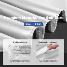 Explore Land 600D golf cart cover side view demonstrates universal fit for many brands