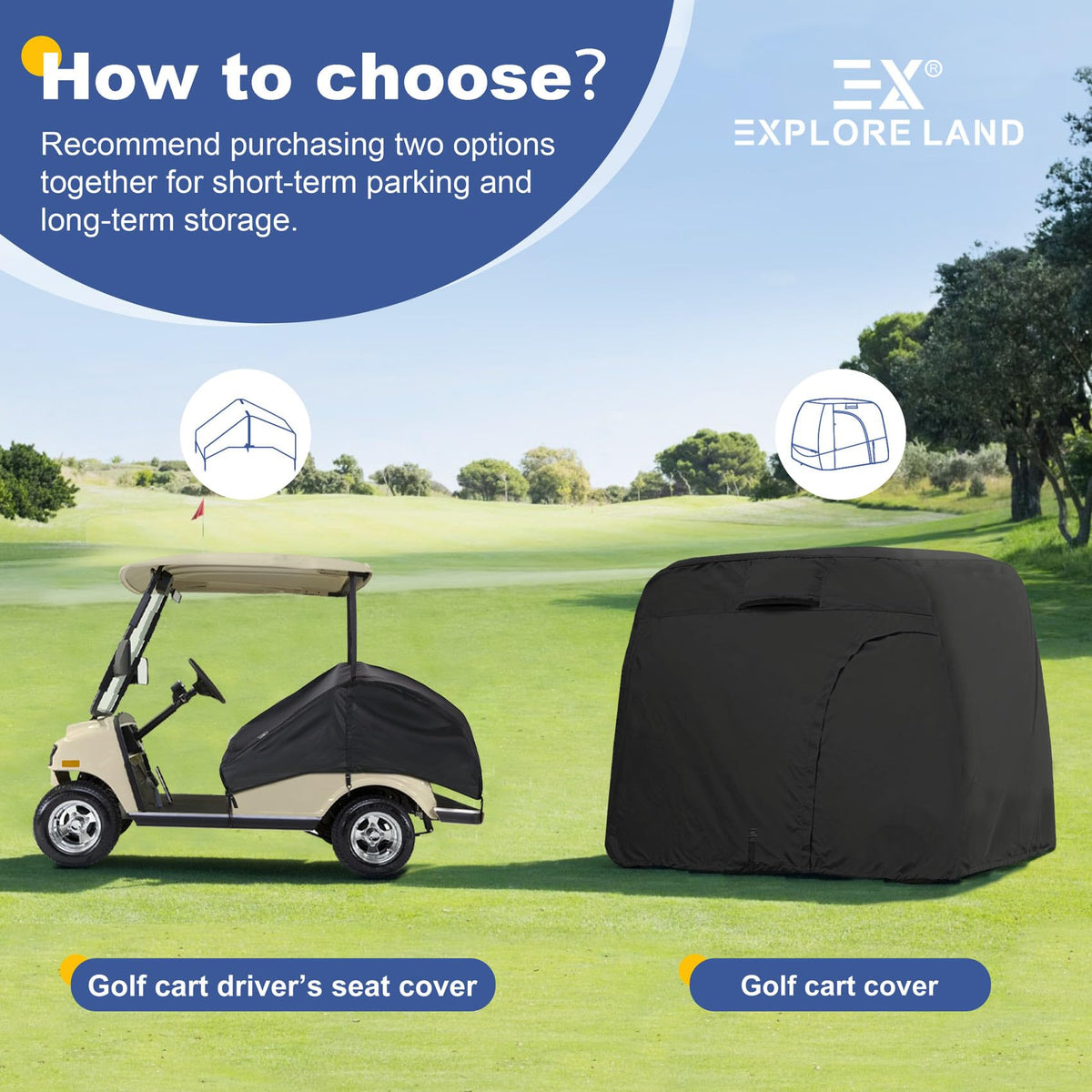 Explore Land quick-installation design with Velcro straps for fast secure fitting.